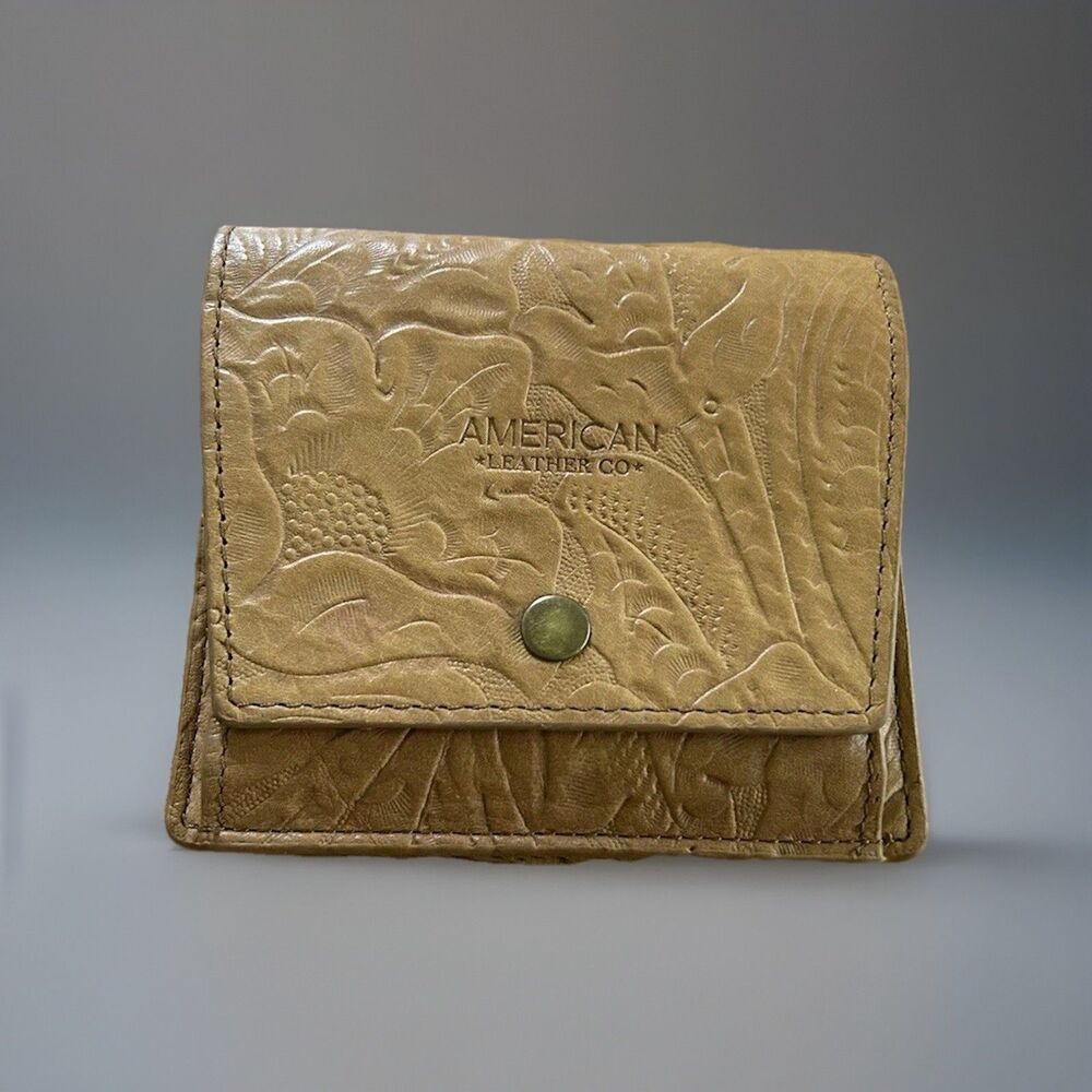 American Leather Co. Veronica Tooled Leather Bifold ID Credit Card Wallet